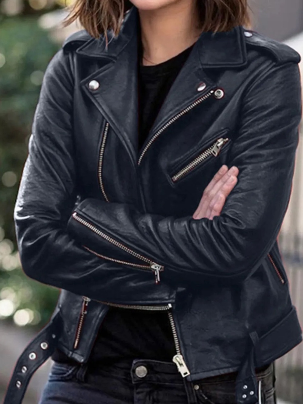 AG Moto Black Leather Biker Jacket